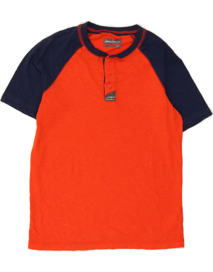 EDDIE BAUER Boys T-Shirt Top 13-14 Years Large Red Colourblock Polyester Vintage Eddie Bauer and Second-Hand Eddie Bauer from Messina Hembry 