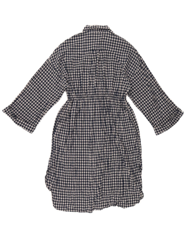 Zara Womens Long Sleeve Batwing Shirt Dress UK 10 Small Blue Check