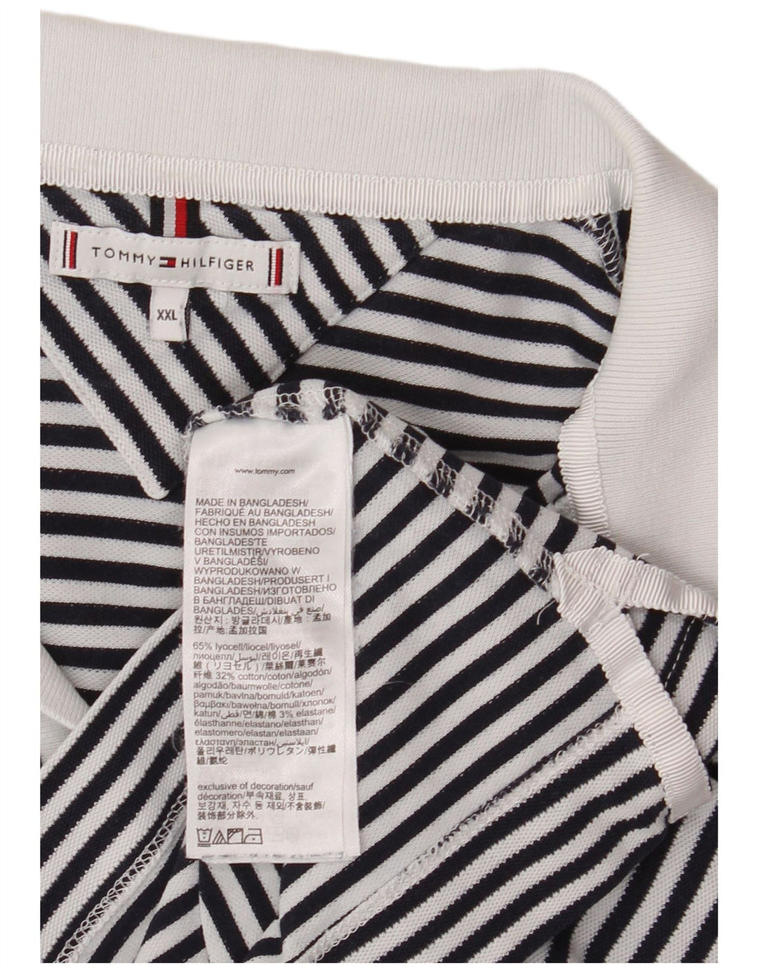 TOMMY HILFIGER Womens Polo Shirt UK 20 2XL Navy Blue Striped Nautical