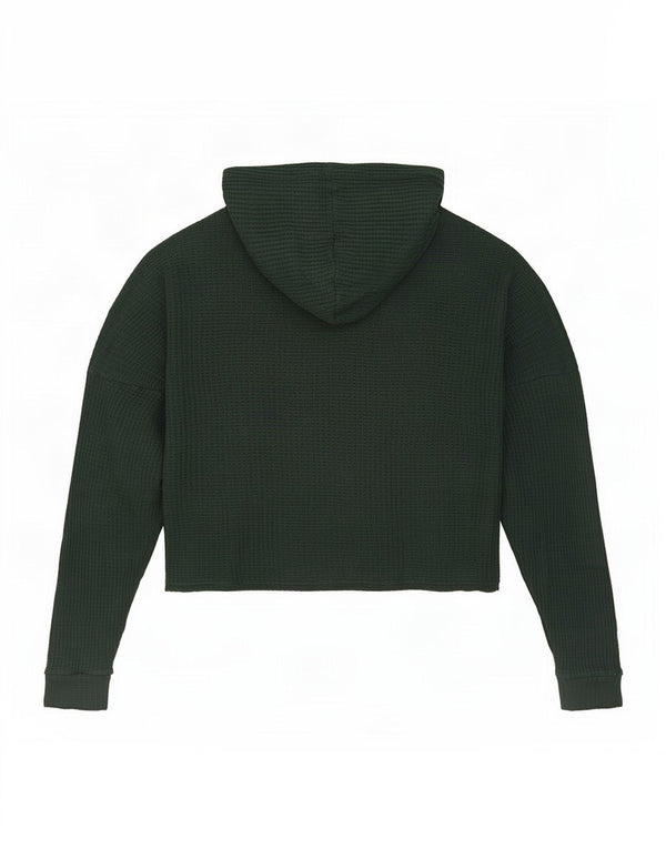 Topshop Womens Oversized Hooded Crop Top UK 16 Large Green Viscose