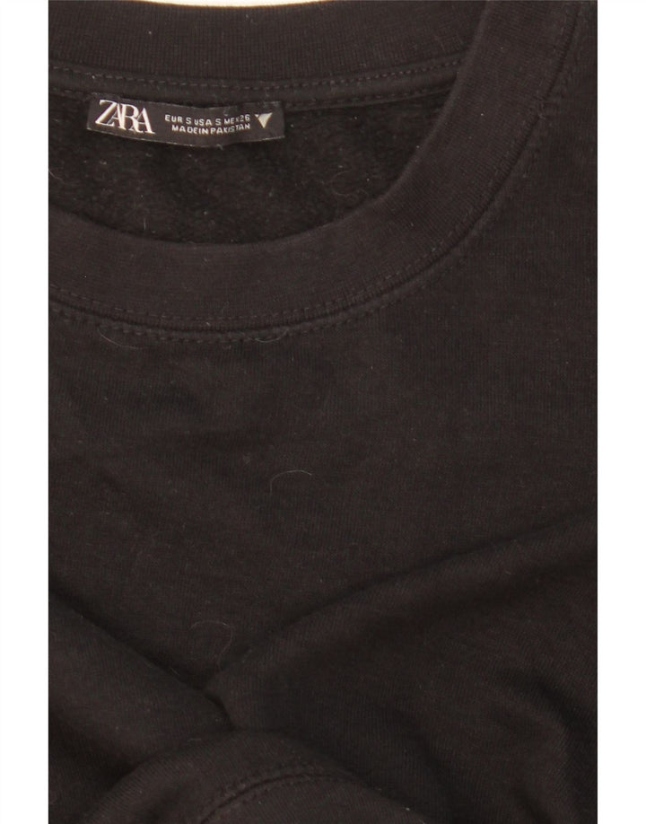 ZARA Womens Crop Oversized Sweatshirt Jumper UK 10 Small Black