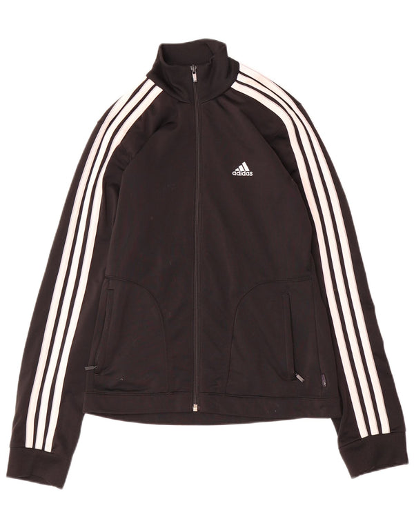 Adidas Womens Tracksuit Top Jacket UK 10 Small Black Polyester