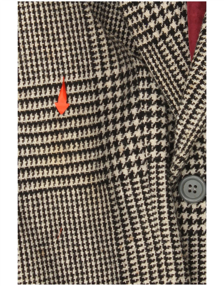 VINTAGE Mens 2 Button Blazer Jacket IT 52 XL Black Houndstooth Wool