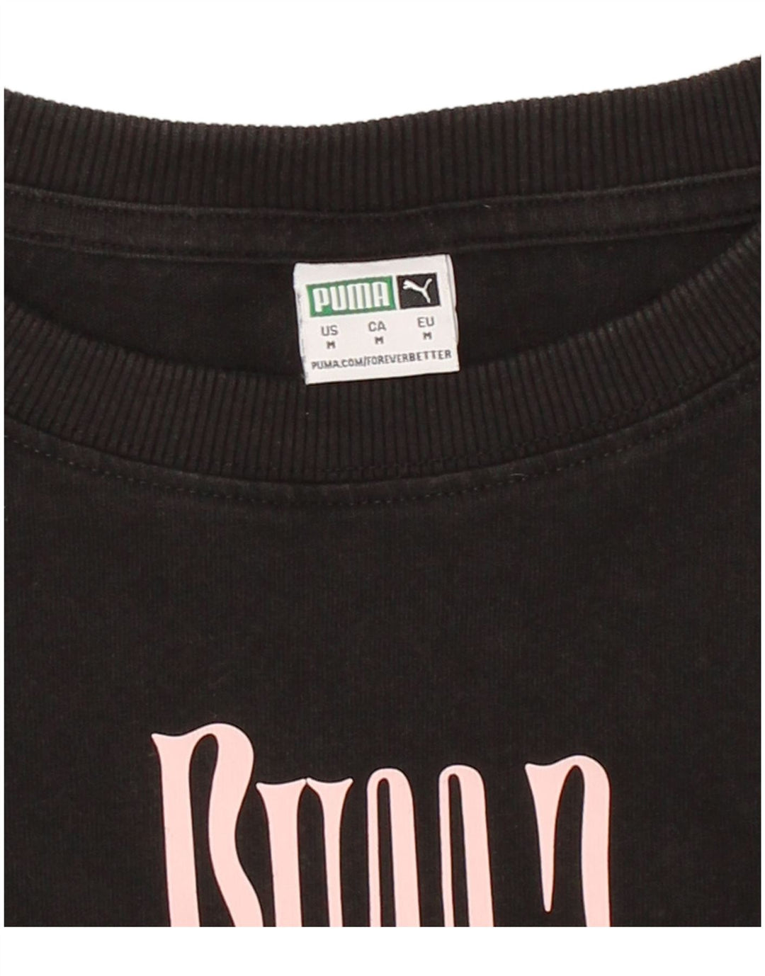 PUMA Womens Graphic T-Shirt Top UK 14 Medium Black