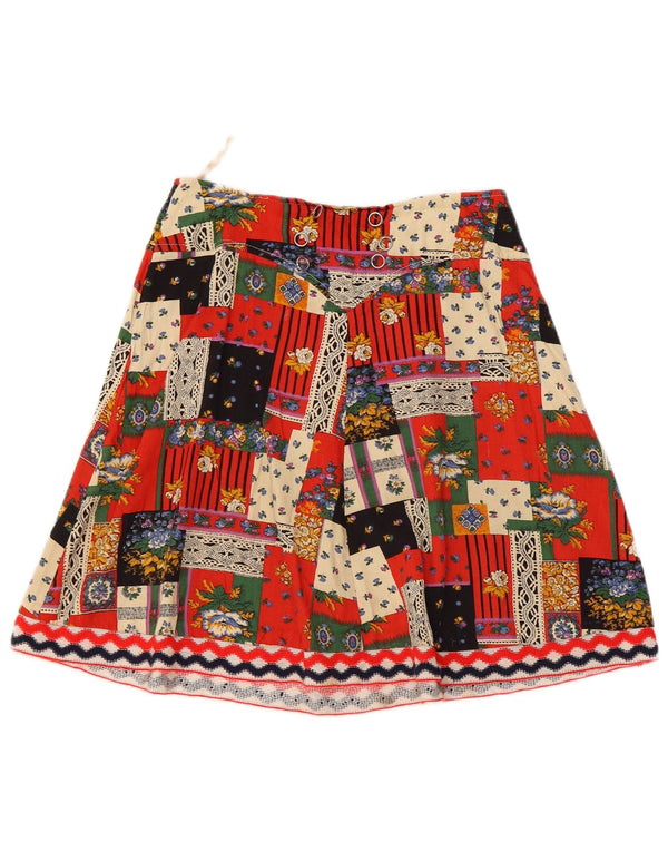 VINTAGE Womens Mini Skirt W28 Medium Multicoloured Patchwork Viscose