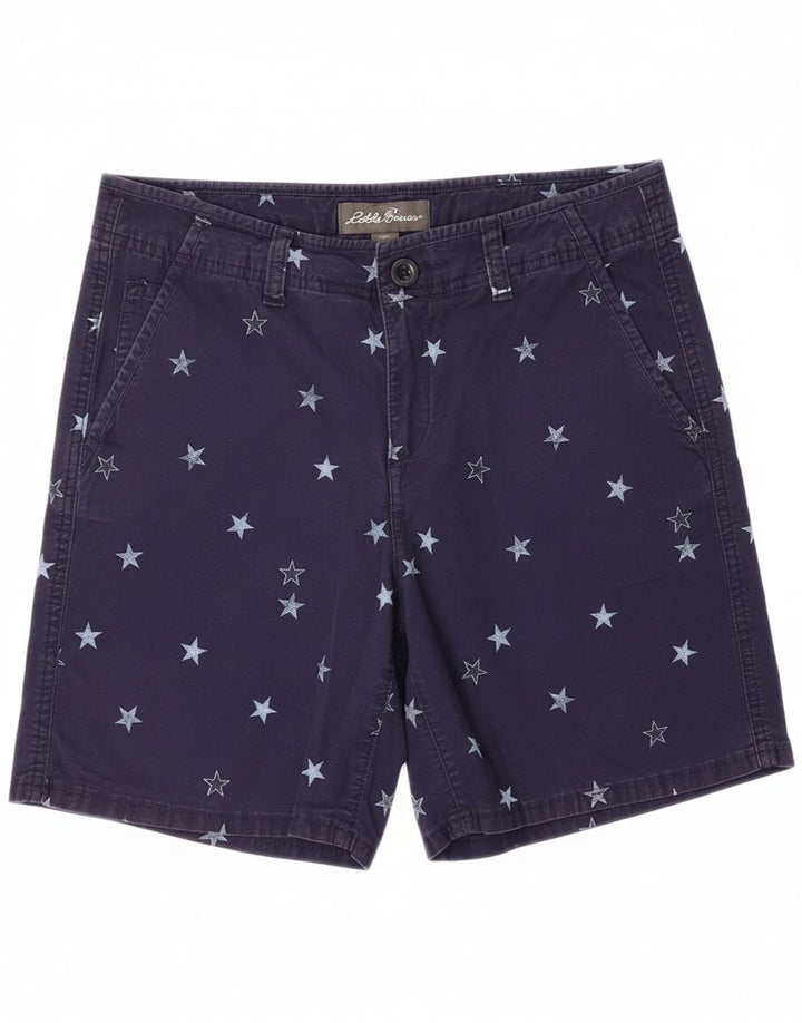 EDDIE BAUER Womens Abstract Pattern Chino Shorts US 4 Small W28 Navy Blue