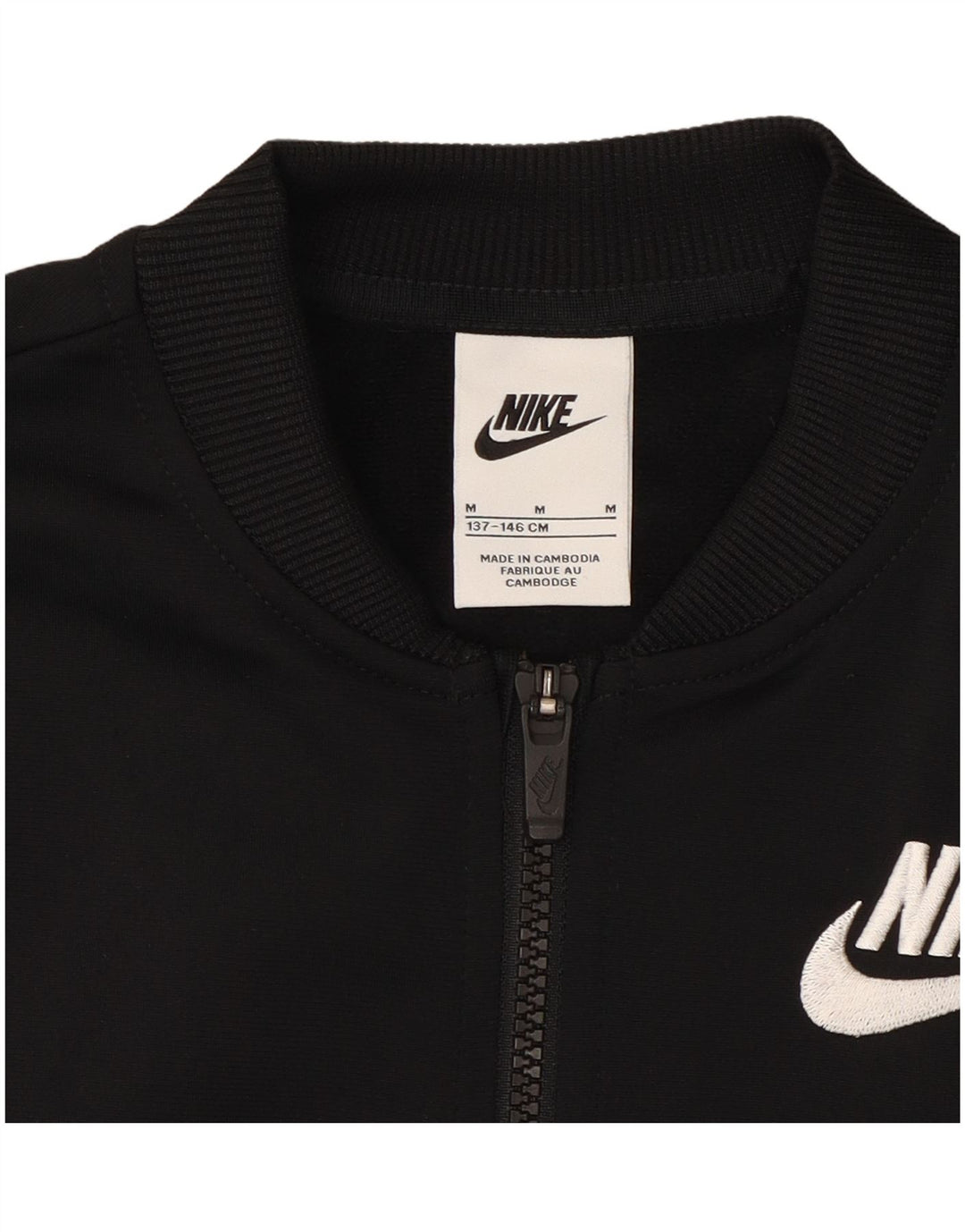 NIKE Girls Graphic Tracksuit Top Jacket 10-11 Years Medium Black