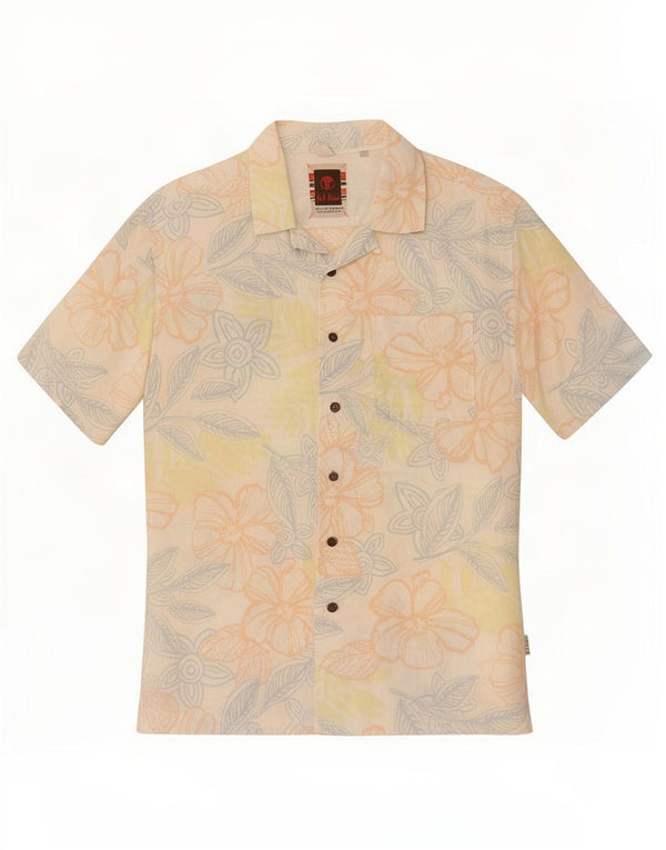 Fat Face Mens Short Sleeve Shirt Large Multicoloured Floral Linen