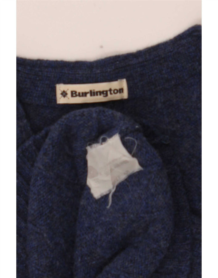 Burlington Mens Cardigan Sweater IT 48 Medium Navy Blue Wool