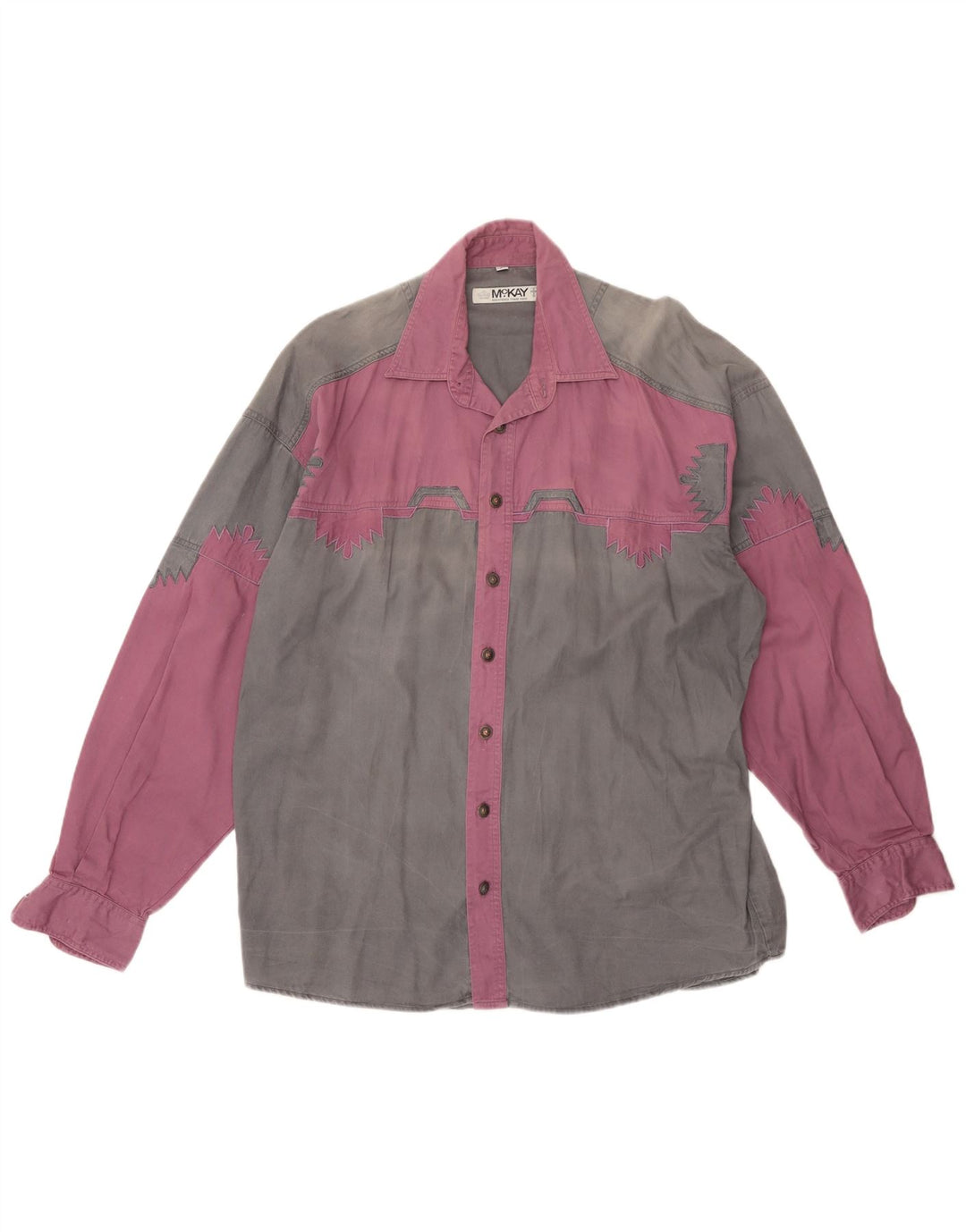 MCKAY Mens Shirt Size 41/42 Large Grey Colourblock