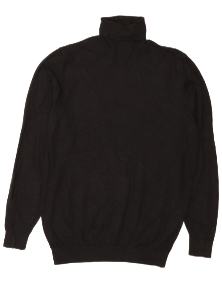Zara Mens Roll Neck Jumper Sweater Medium Black Viscose