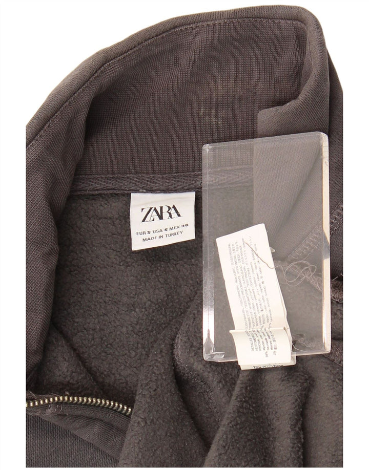 Zara Mens Zip Neck Sweatshirt Jumper Small Grey Polyester