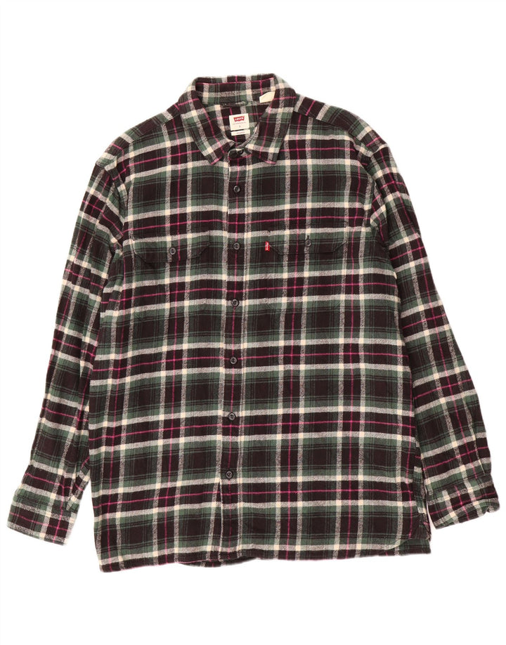 Levi's Mens Relaxed Fit Flannel Shirt Large Multicoloured Check Cotton