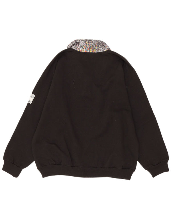 Sportful Womens Button Neck Sweatshirt Jumper IT 46 Large Black Spotted