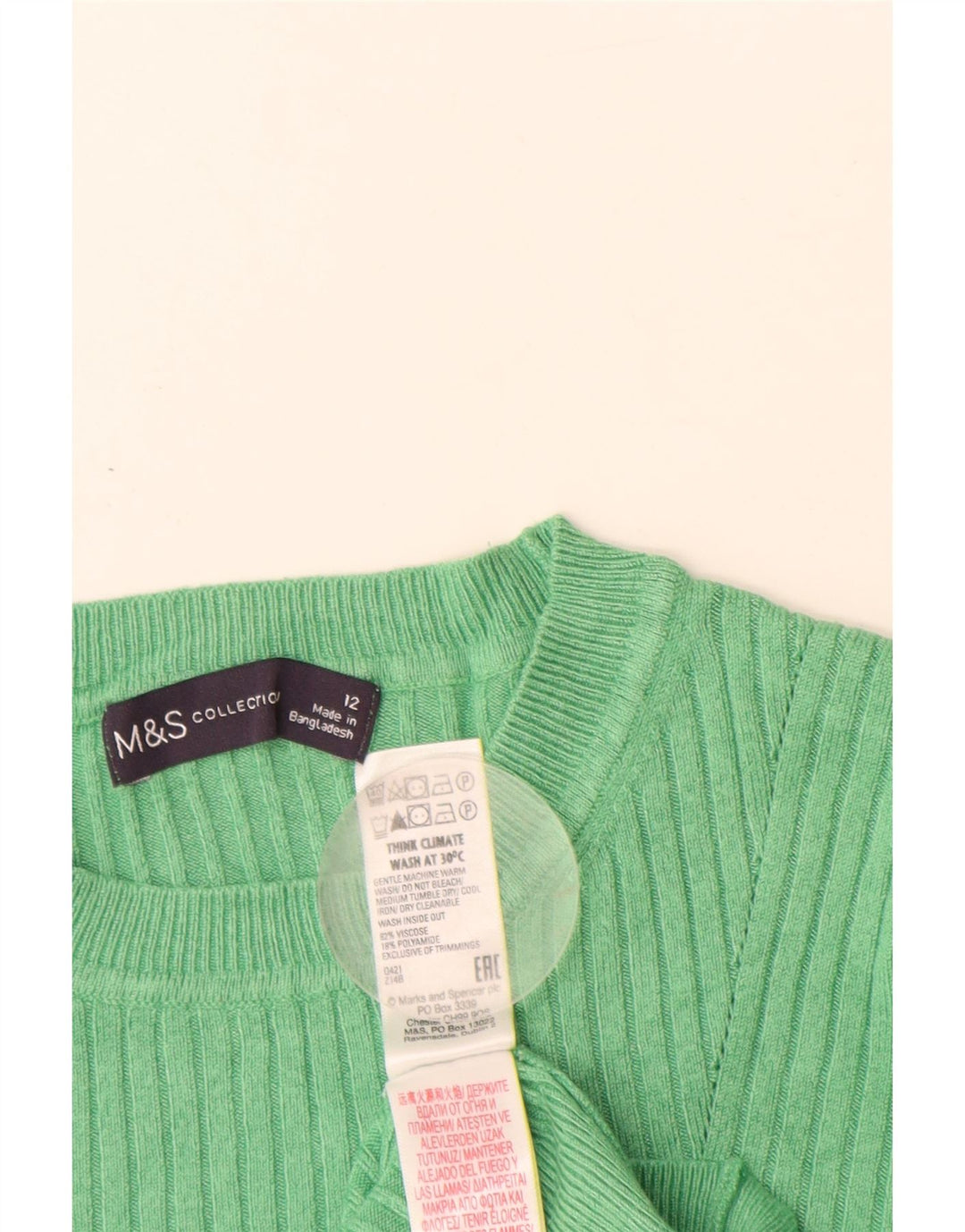 MARKS & SPENCER Womens Crew Neck Jumper Sweater UK 12 Medium Green
