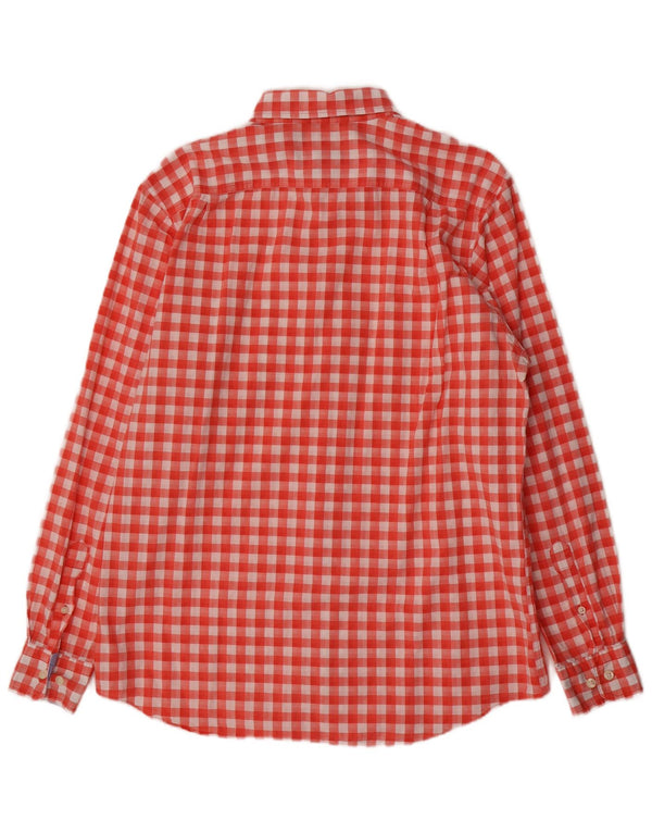 Nautica Mens Shirt Medium Red Gingham Cotton