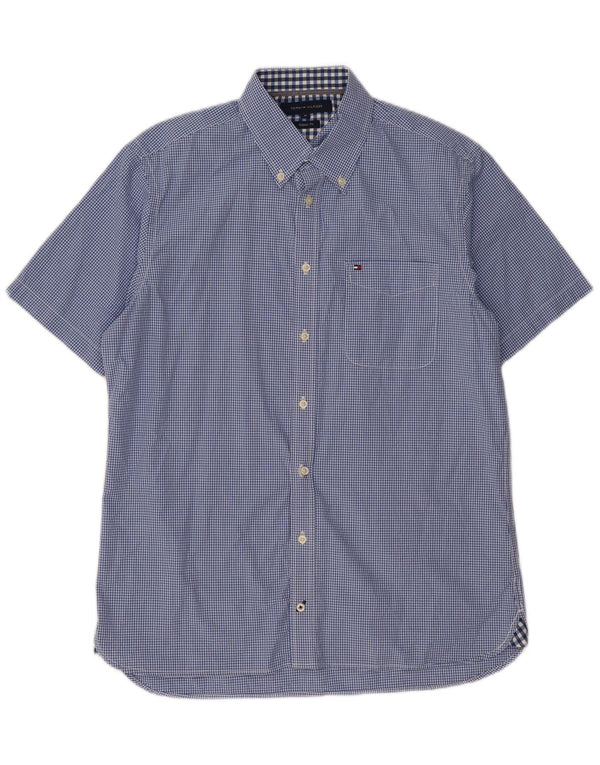 TOMMY HILFIGER Mens Regular Fit Short Sleeve Shirt Medium Blue Gingham