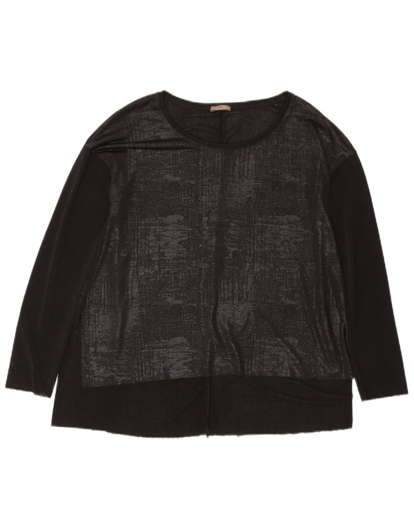 Zara Womens Loose Fit Top Long Sleeve UK 14 Medium Black Geometric