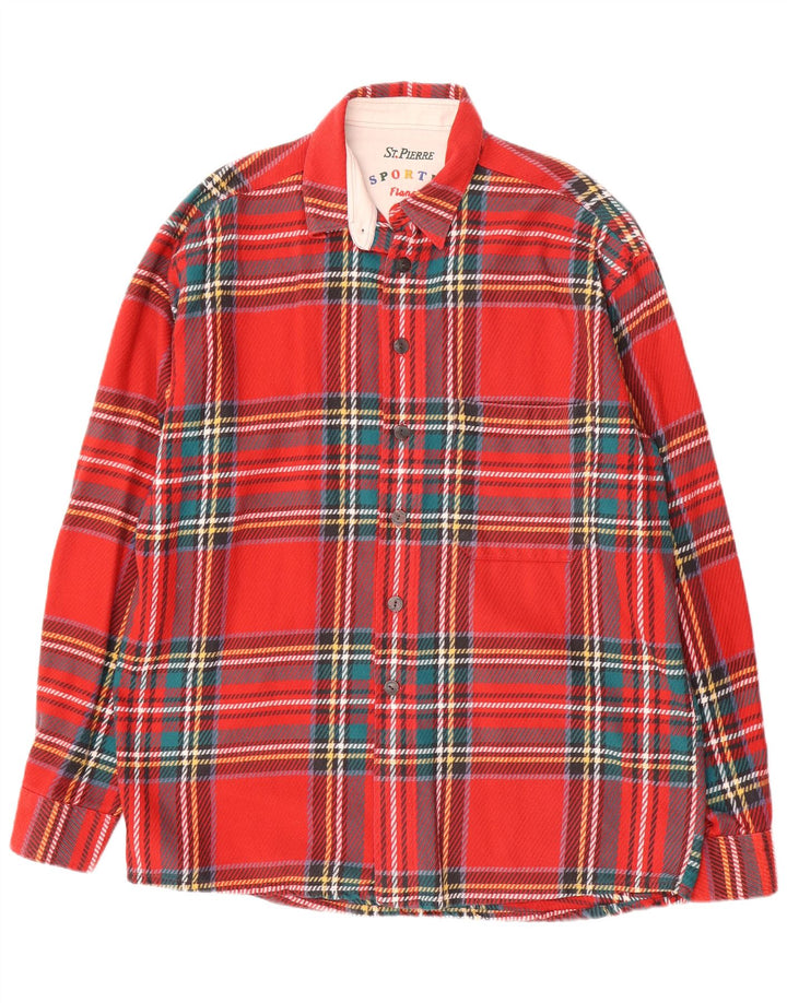 VINTAGE Mens Flannel Shirt Large Red Plaid