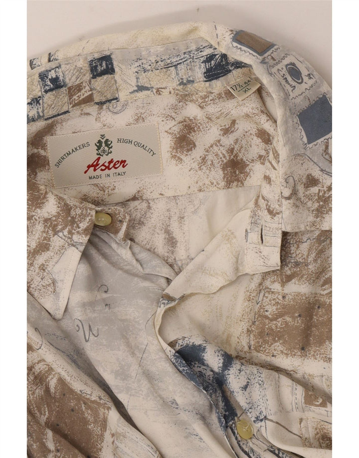 Aster Mens Short Sleeve Shirt XL Beige Patchwork
