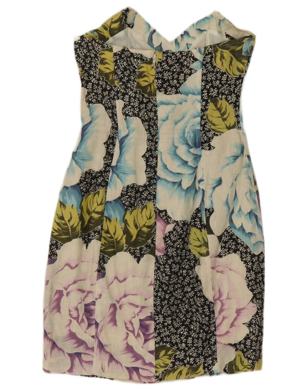 Sportmax Womens Strapless Bodycon Dress UK 12 Medium Black Floral Linen