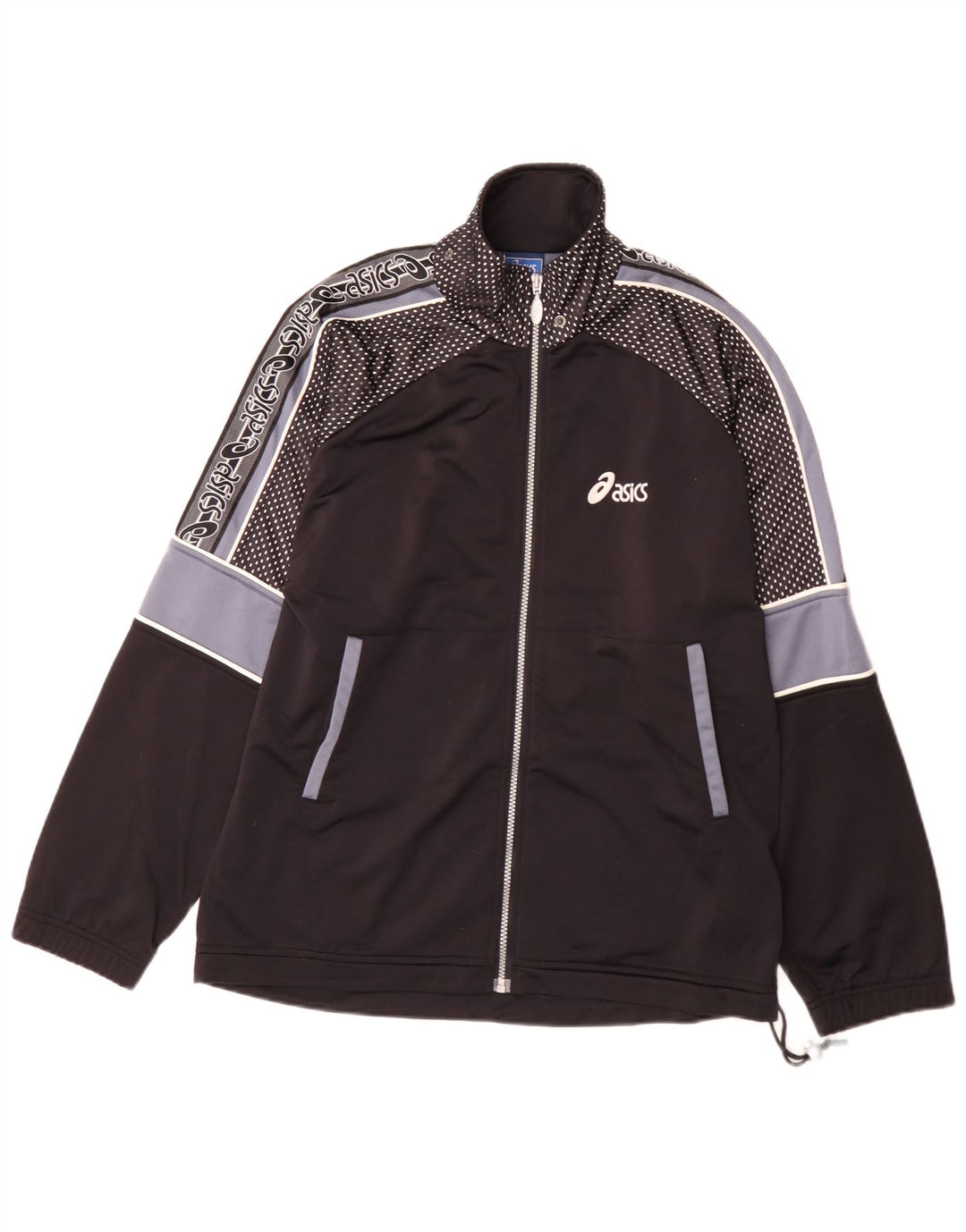 Asics Mens Graphic Tracksuit Top Jacket Medium Black Colourblock Polyester