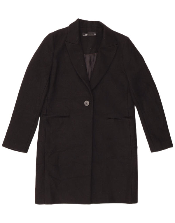 ZARA Womens Overcoat UK 14 Medium Black