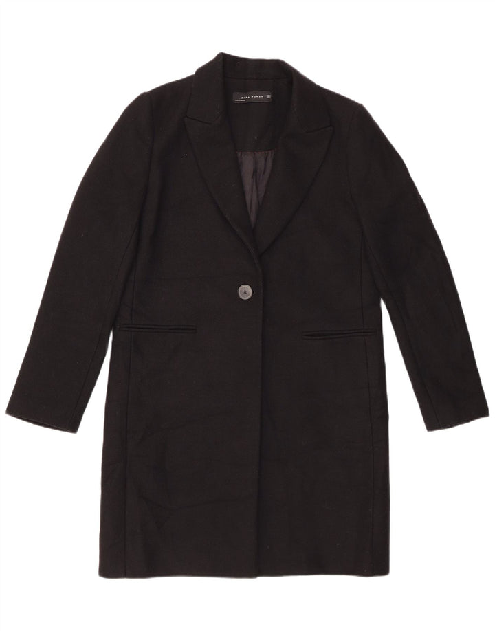 ZARA Womens Overcoat UK 14 Medium Black