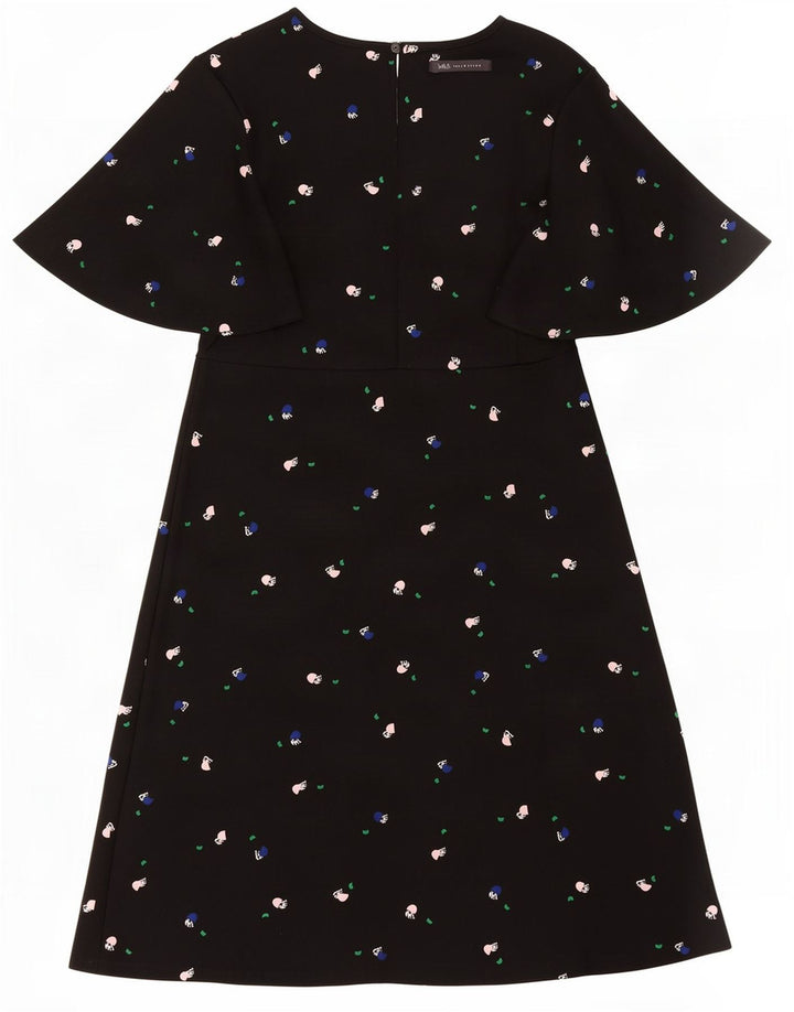 Marks & Spencer Womens Abstract Pattern A-Line Dress UK 10 Small Black