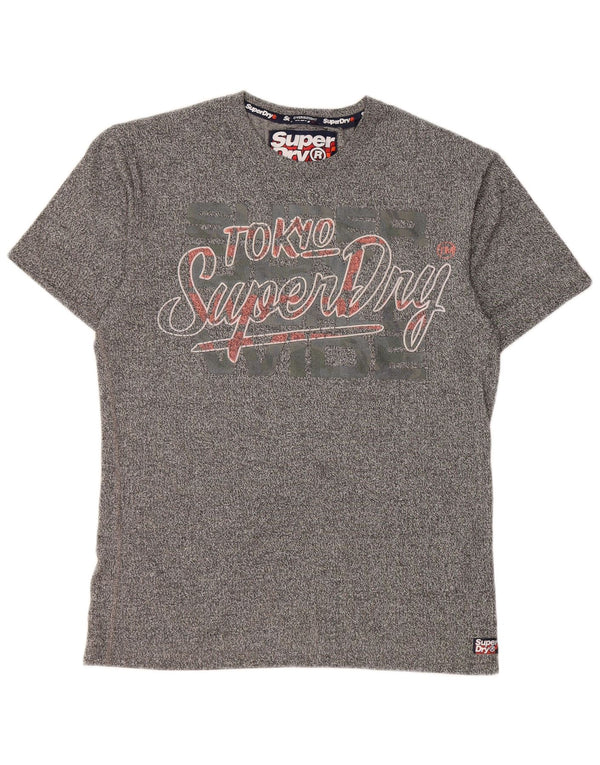 Superdry Mens Tokyo Graphic T-Shirt Top Small Grey Flecked Cotton