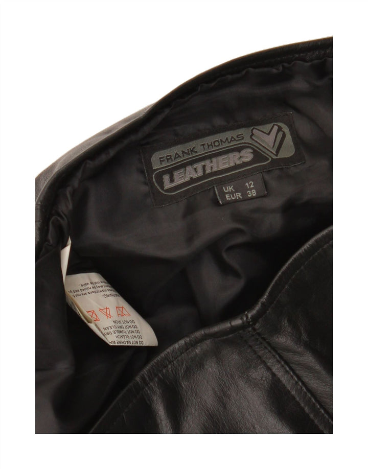 FRANK THOMAS Womens Straight Trousers UK 12 Medium W30 L30 Black Leather Vintage Frank Thomas and Second-Hand Frank Thomas from Messina Hembry 