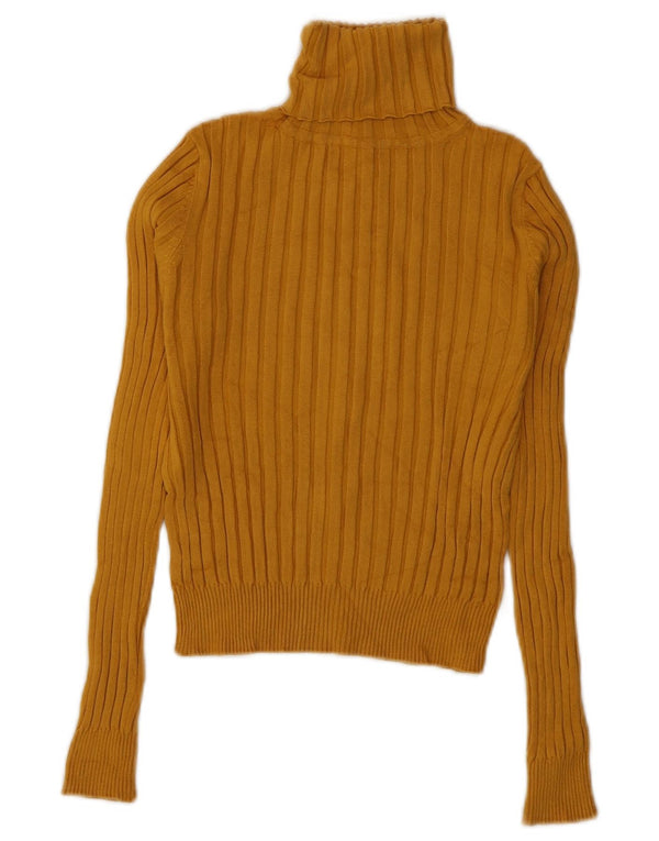 Zara Womens Crop Roll Neck Jumper Sweater UK 10 Small Yellow Viscose