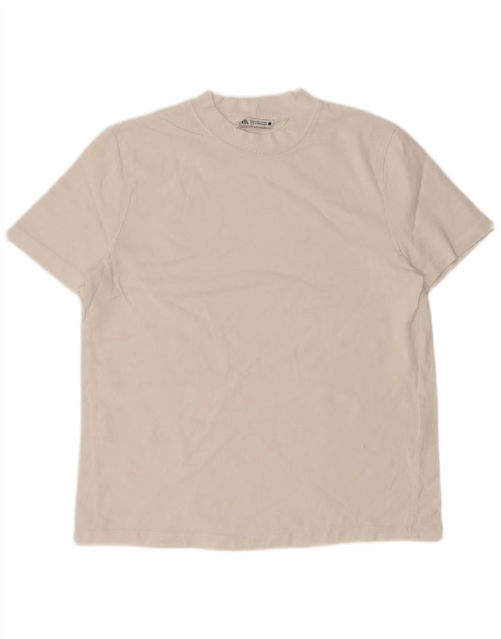 Zara Mens T-Shirt Top Small Off White Cotton
