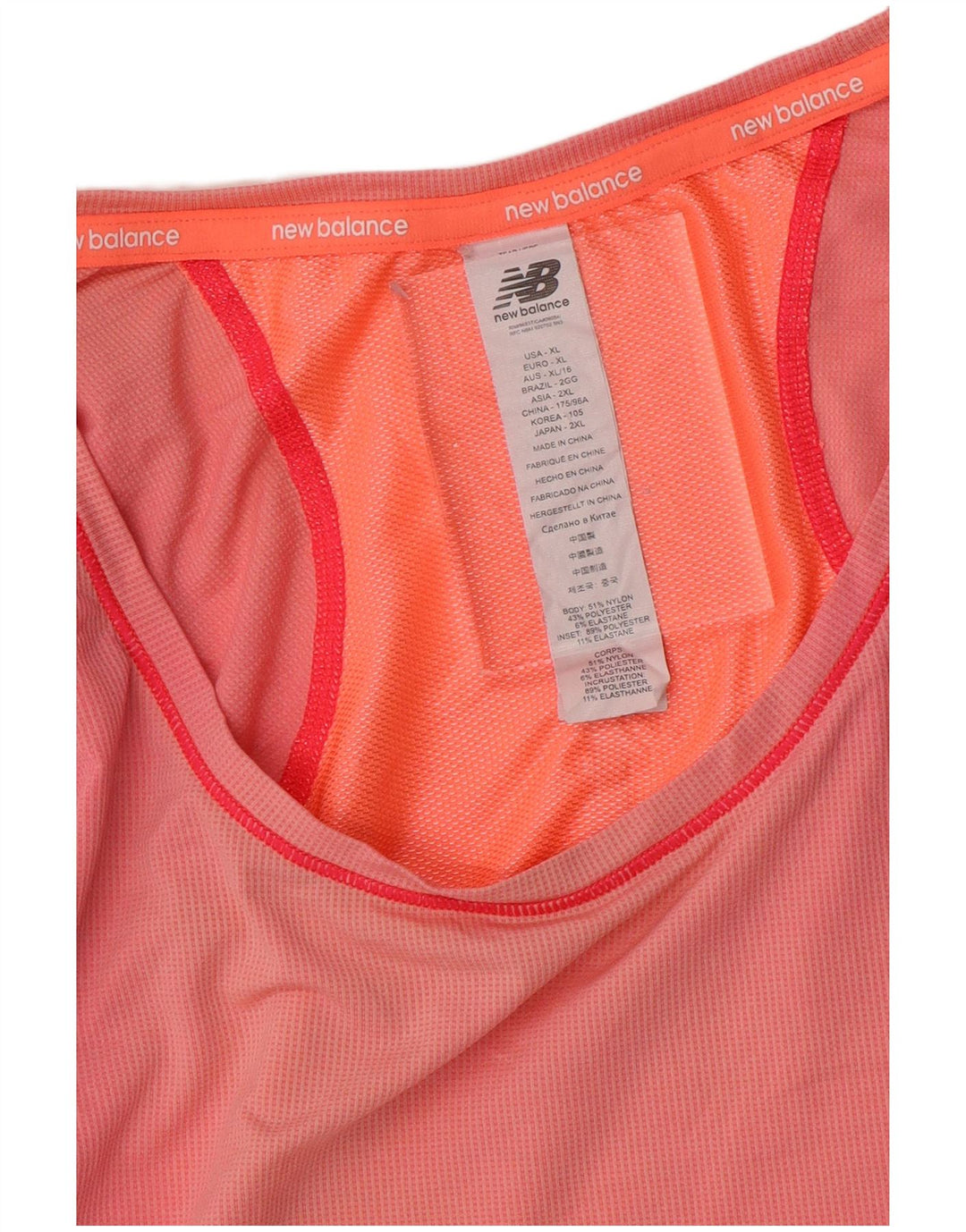 NEW BALANCE Womens T-Shirt Top UK 18 XL Pink Colourblock Nylon
