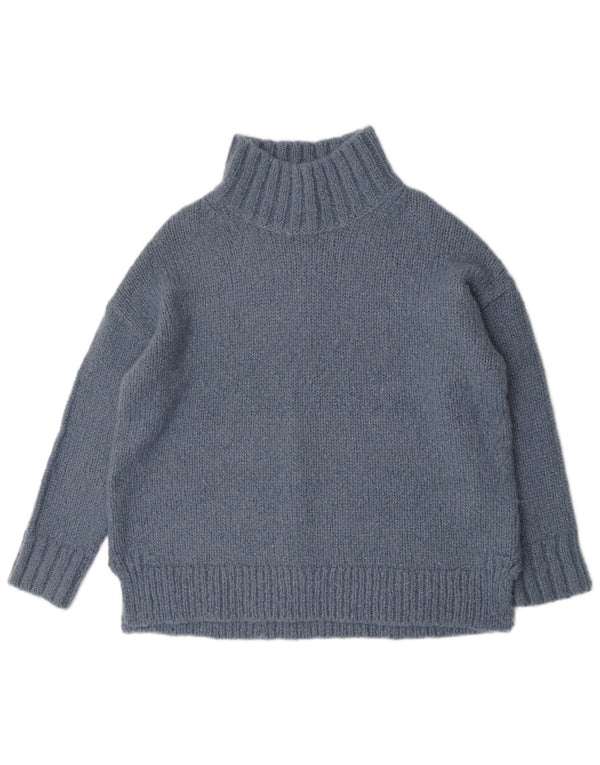 White Stuff Womens Oversized Turtle Neck Jumper Sweater UK 14 Medium Blue