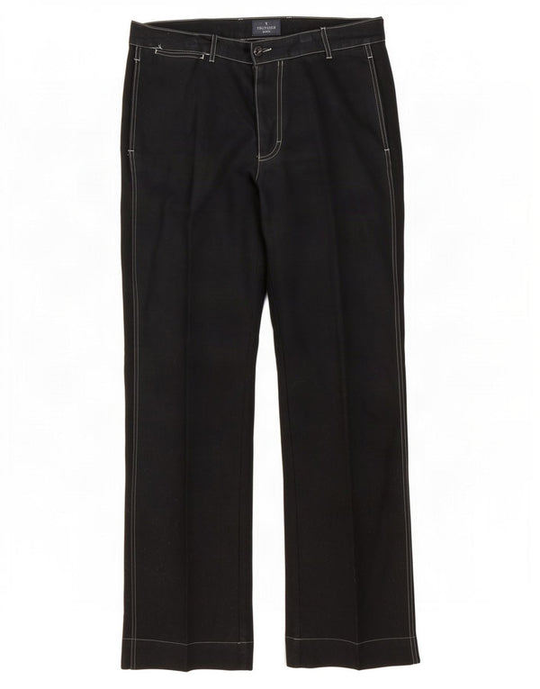 Trussardi Mens Straight Chino Trousers IT 52 XL W36 L34 Black Cotton