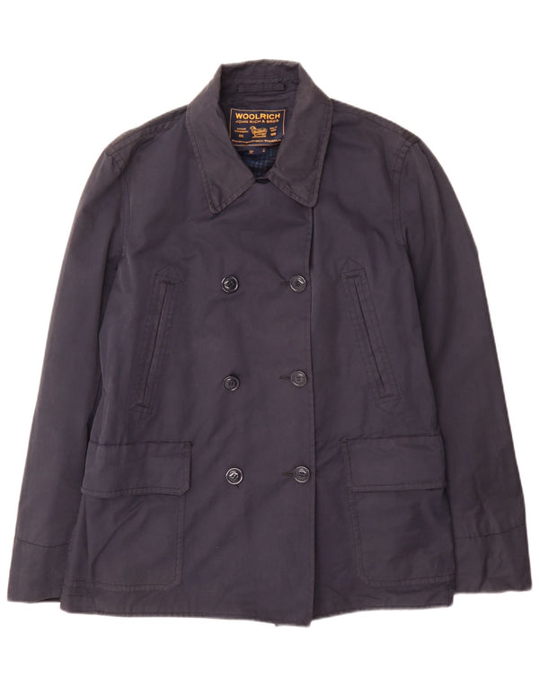 Woolrich Womens Trench Coat UK 18 XL Navy Blue Cotton