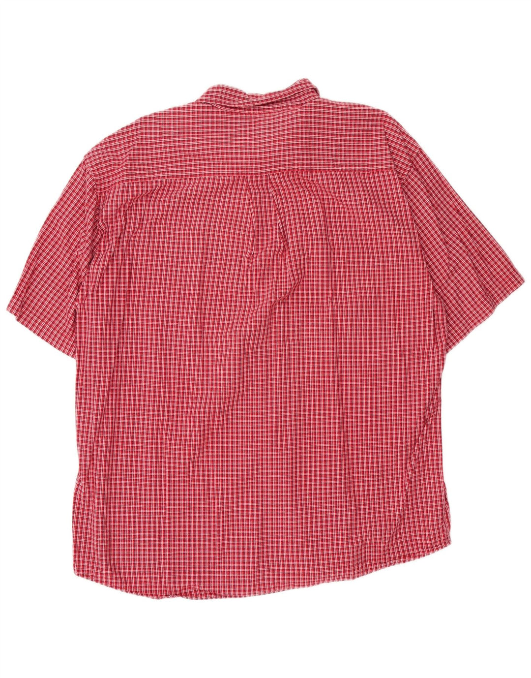EDDIE BAUER Mens Short Sleeve Shirt Large Red Gingham Cotton