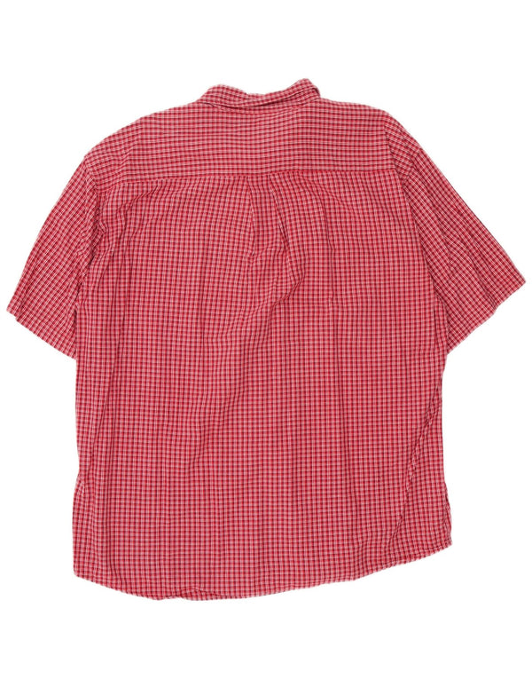 EDDIE BAUER Mens Short Sleeve Shirt Large Red Gingham Cotton