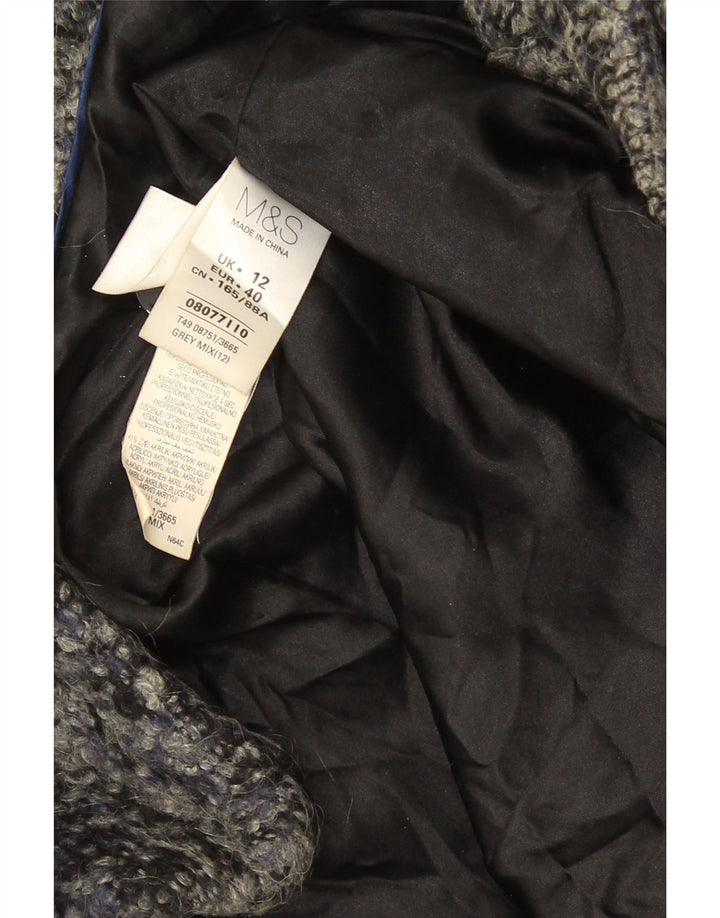 Marks & Spencer Womens Double Breasted Coat UK 12 Medium Grey Flecked