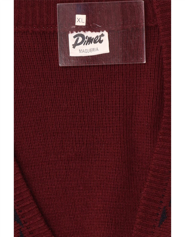 PIMET MAGLIERA Mens Cardigan Sweater XL Burgundy Wool