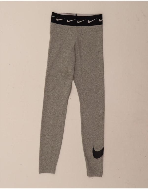Nike Womens Graphic Leggings UK 4 XS  Grey Cotton