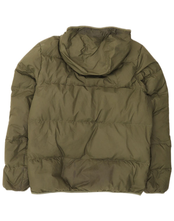 Nike Mens Hooded Padded Jacket UK 38 Medium Khaki Polyester