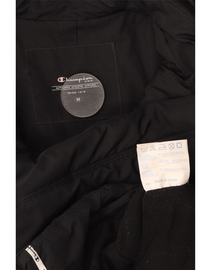 CHAMPION Womens Hooded Padded Jacket UK 14 Medium Black Polyester