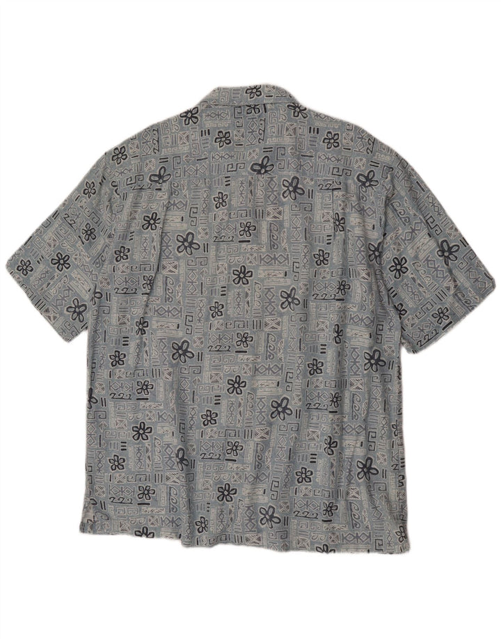 Columbia Mens Short Sleeve Shirt Large Blue Floral Cotton