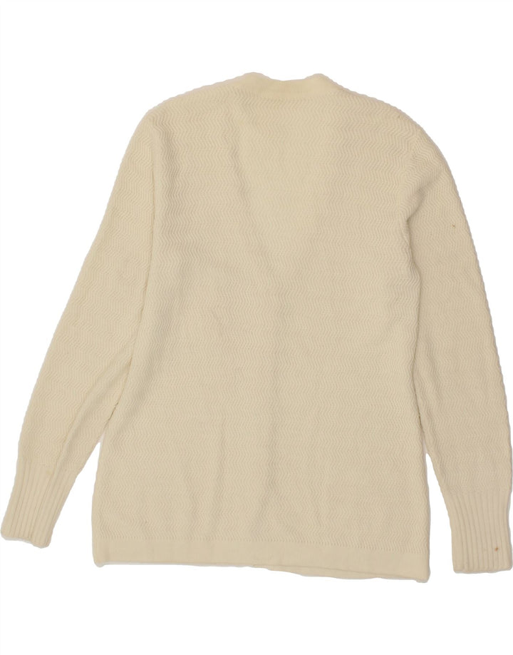 VINTAGE Womens Cardigan Sweater UK 14 Medium Beige Vintage Vintage and Second-Hand Vintage from Messina Hembry 