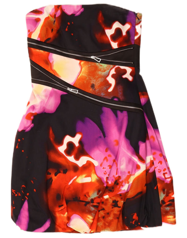 Karen Millen Womens Strapless Dress UK 10 Small Multicoloured Tie Dye