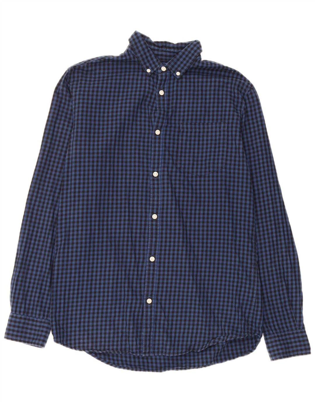 Jack & Jones Mens Shirt Medium Navy Blue Gingham Cotton