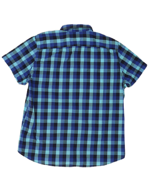 Angelo Litrico Mens Short Sleeve Shirt Size 45/46 2XL Blue Gingham