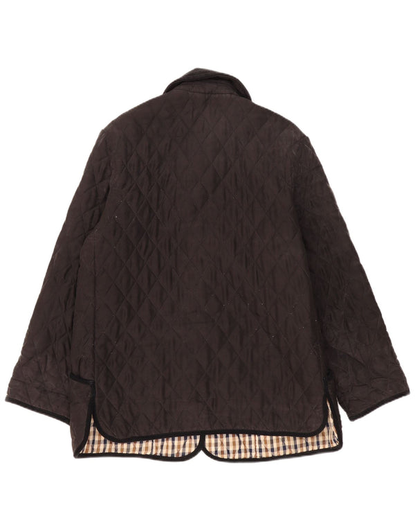 Aquascutum Womens Quilted Jacket UK 18 XL Black Silk